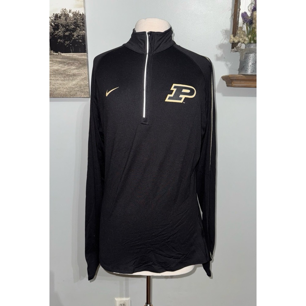 Nike women's Purdue athletic fit performance 1/4 zip black‎ top size XL